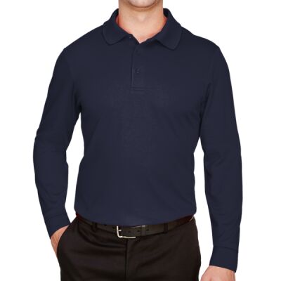 Men's CrownLux Performance® Plaited Long Sleeve Polo Thumbnail