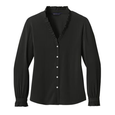 Women's Long Sleeve Ruffle Collar Blouse Thumbnail