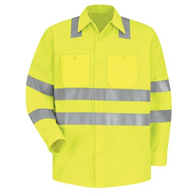 Men's High Visibility Safety Long Sleeve Work Shirt Thumbnail