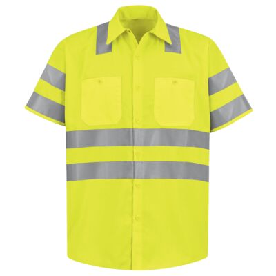 Men's Tall High Visibility Safety Short Sleeve Work Shirt Thumbnail