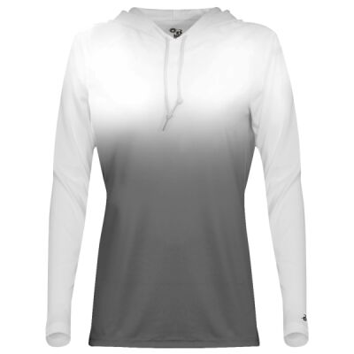 Women's Ombre Long Sleeve Hooded T-Shirt Thumbnail