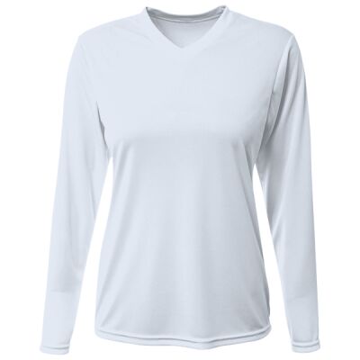 Women's USA-Made Deep V-Neck Long Sleeve T-Shirt Thumbnail