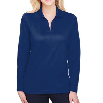 CrownLux Performance® Ladies' Plaited Long Sleeve Polo Thumbnail