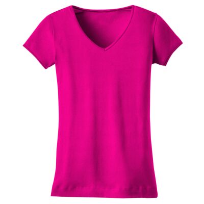 Juniors 1x1 Rib V Neck Tee Thumbnail